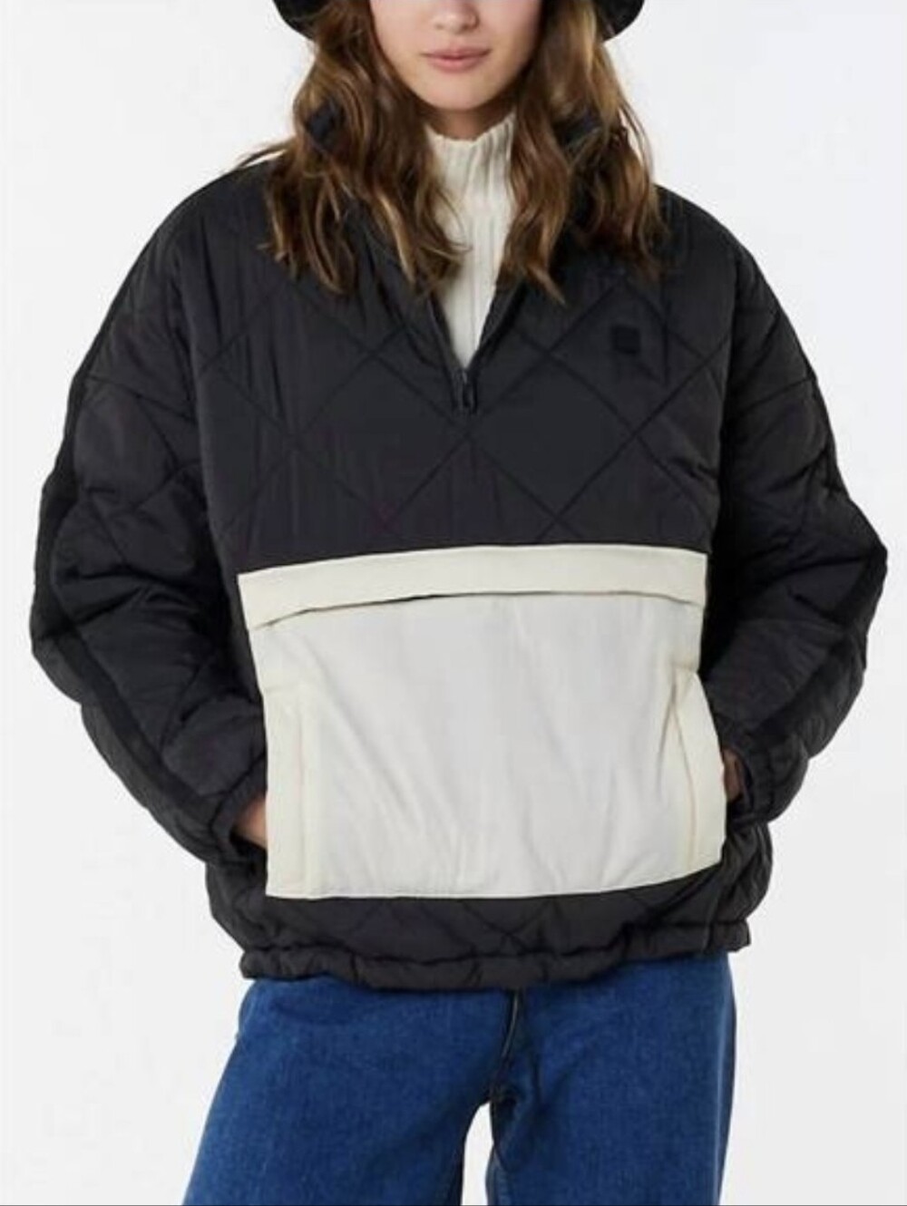 EUC RIP CURL Anti-series Anorak Black Women Large Packable Travel